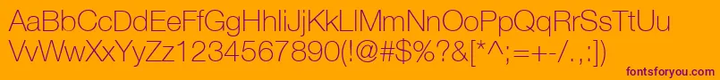 HelveticaLt35Thin Font – Purple Fonts on Orange Background