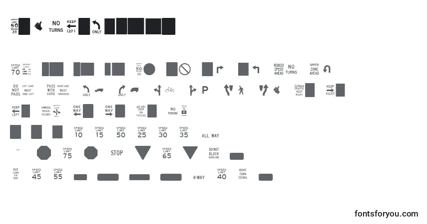 EsriUsMutcd1-fontti – aakkoset, numerot, erikoismerkit