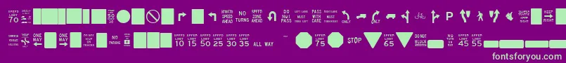 Шрифт EsriUsMutcd1 – зелёные шрифты на фиолетовом фоне
