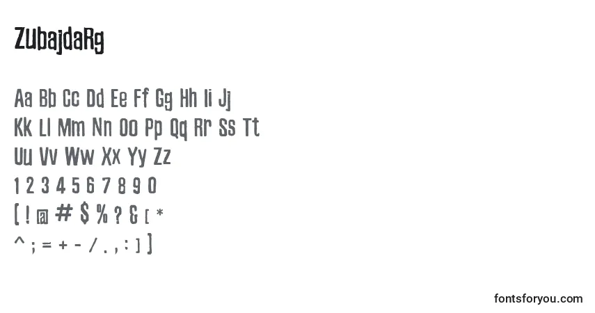 Fuente ZubajdaRg - alfabeto, números, caracteres especiales