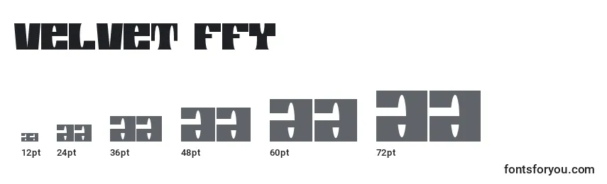 Размеры шрифта Velvet ffy