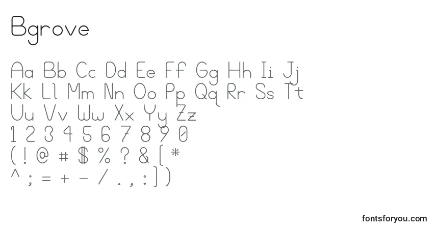 A fonte Bgrove (95439) – alfabeto, números, caracteres especiais