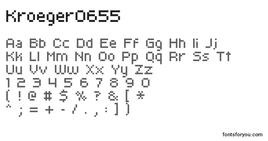 Czcionka Kroeger0655 – alfabet, cyfry, specjalne znaki