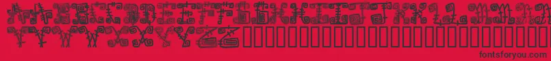 Spazzzcaps-Schriftart – Schwarze Schriften auf rotem Hintergrund