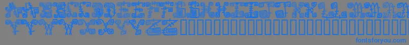 Spazzzcaps-Schriftart – Blaue Schriften auf grauem Hintergrund