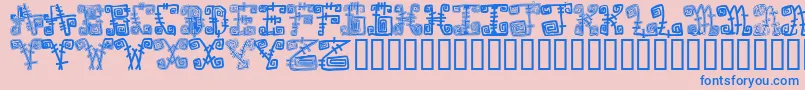 フォントSpazzzcaps – ピンクの背景に青い文字