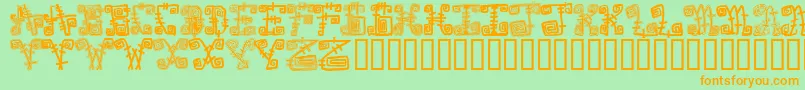 Spazzzcaps-Schriftart – Orangefarbene Schriften auf grünem Hintergrund