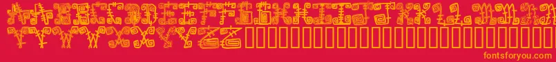 フォントSpazzzcaps – 赤い背景にオレンジの文字