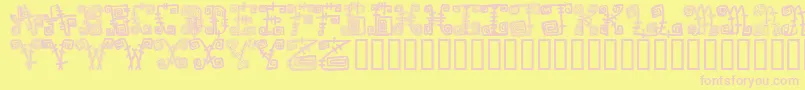 Fonte Spazzzcaps – fontes rosa em um fundo amarelo