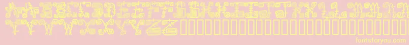 フォントSpazzzcaps – 黄色のフォント、ピンクの背景
