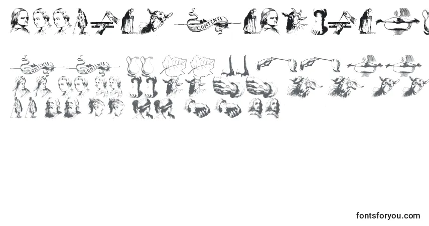 Czcionka IllustrationsTfb – alfabet, cyfry, specjalne znaki