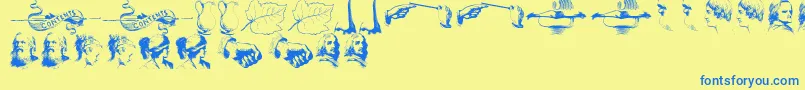Fonte IllustrationsTfb – fontes azuis em um fundo amarelo