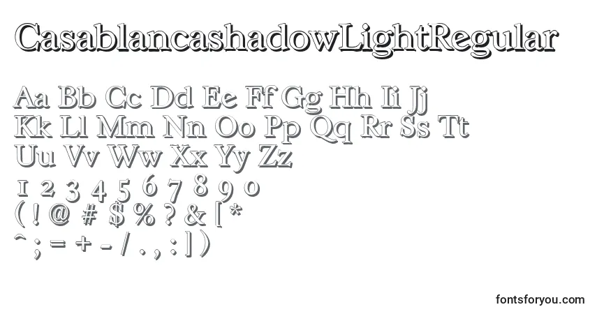 A fonte CasablancashadowLightRegular – alfabeto, números, caracteres especiais