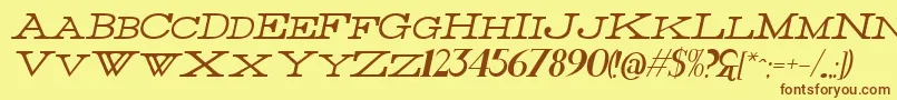 フォントThinItalic – 茶色の文字が黄色の背景にあります。