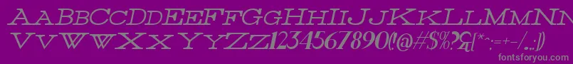 フォントThinItalic – 紫の背景に灰色の文字