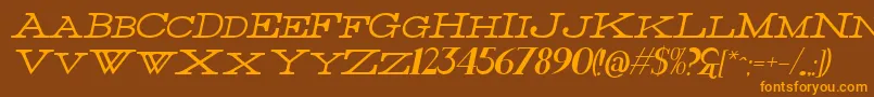 フォントThinItalic – オレンジ色の文字が茶色の背景にあります。