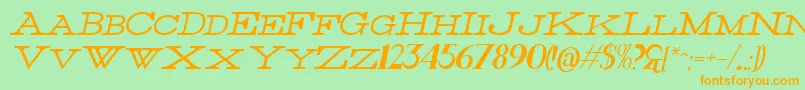 ThinItalic Font – Orange Fonts on Green Background