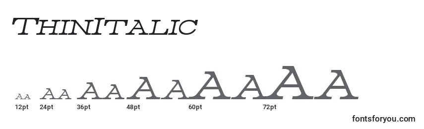 Размеры шрифта ThinItalic