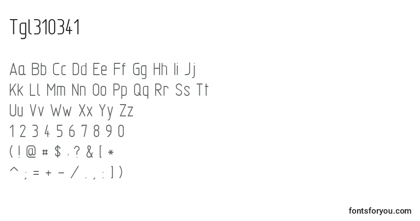 A fonte Tgl310341 – alfabeto, números, caracteres especiais