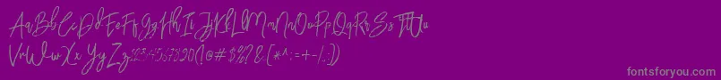 BloomyScriptFree Font – Gray Fonts on Purple Background
