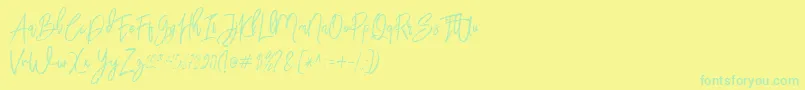 BloomyScriptFree-Schriftart – Grüne Schriften auf gelbem Hintergrund