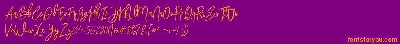 Police BloomyScriptFree – polices orange sur fond violet