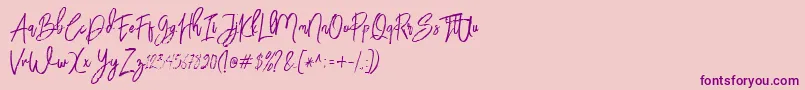 Fonte BloomyScriptFree – fontes roxas em um fundo rosa
