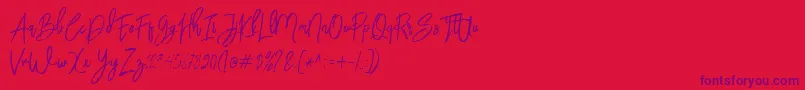 Шрифт BloomyScriptFree – фиолетовые шрифты на красном фоне