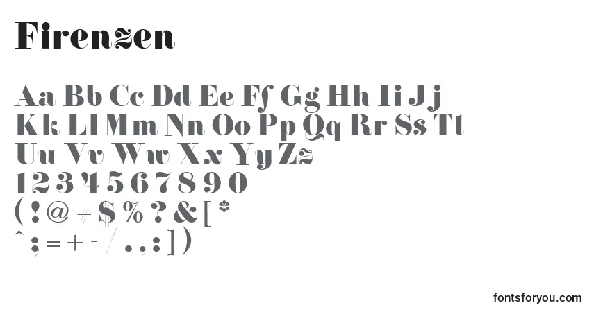 Czcionka Firenzen – alfabet, cyfry, specjalne znaki