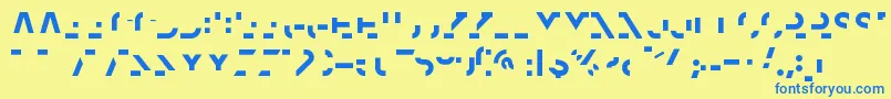 フォントHomesteadOne – 青い文字が黄色の背景にあります。