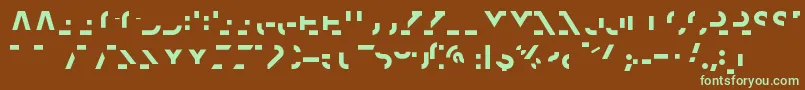 フォントHomesteadOne – 緑色の文字が茶色の背景にあります。