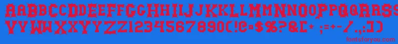 フォントGutcruncher – 赤い文字の青い背景