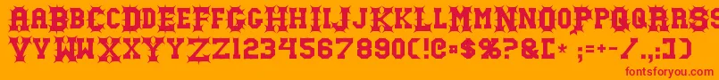 Gutcruncher Font – Red Fonts on Orange Background