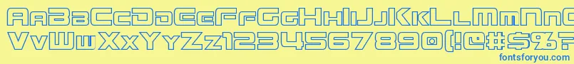 MissionGtRHollow Font – Blue Fonts on Yellow Background