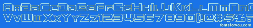 MissionGtRHollow Font – Yellow Fonts on Blue Background