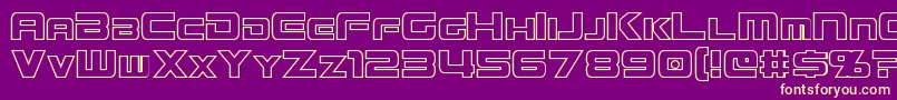 MissionGtRHollow Font – Yellow Fonts on Purple Background