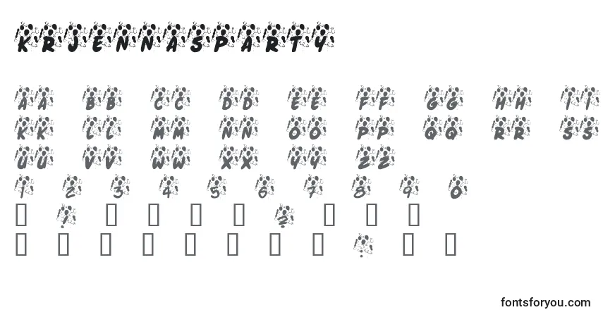 Schriftart KrJennasParty – Alphabet, Zahlen, spezielle Symbole