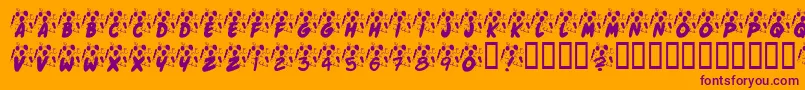 KrJennasParty-Schriftart – Violette Schriften auf orangefarbenem Hintergrund
