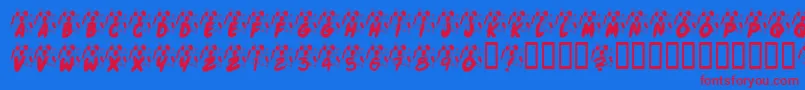 KrJennasParty-Schriftart – Rote Schriften auf blauem Hintergrund