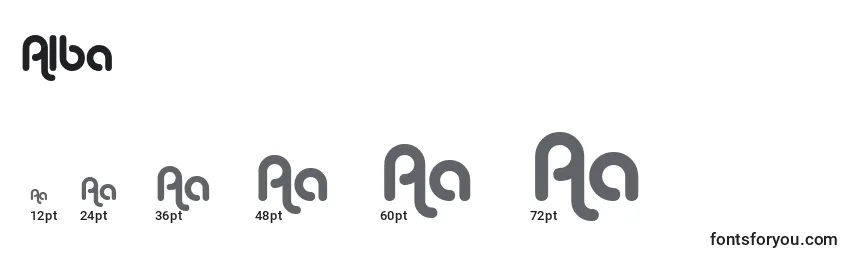 Размеры шрифта Alba