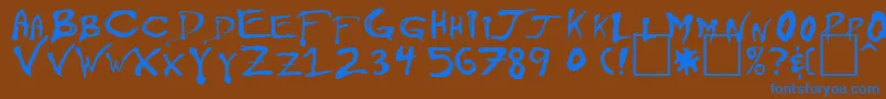 フォントFloydian – 茶色の背景に青い文字