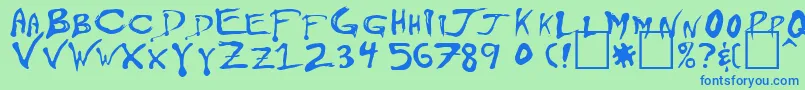 フォントFloydian – 青い文字は緑の背景です。