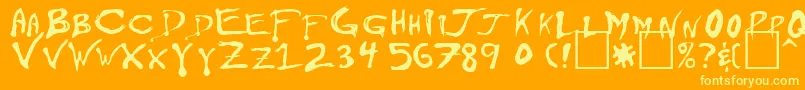 Weitere Informationen zur Floydian-Schriftart Floydian-Schriftart – Gelbe Schriften auf orangefarbenem Hintergrund