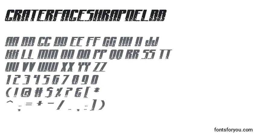 A fonte CraterfaceShrapnelBb – alfabeto, números, caracteres especiais