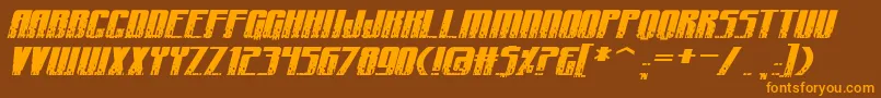 Fonte CraterfaceShrapnelBb – fontes laranjas em um fundo marrom