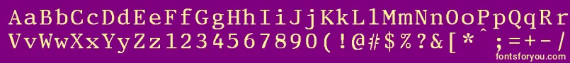 フォントStatusEliteBold – 紫の背景に黄色のフォント