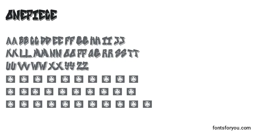 Schriftart OnePiece (95459) – Alphabet, Zahlen, spezielle Symbole