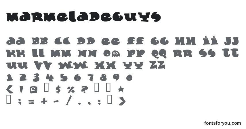 Czcionka Marmeladeguys – alfabet, cyfry, specjalne znaki