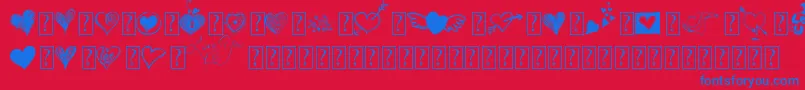 MyvalentinesloveDemo-Schriftart – Blaue Schriften auf rotem Hintergrund