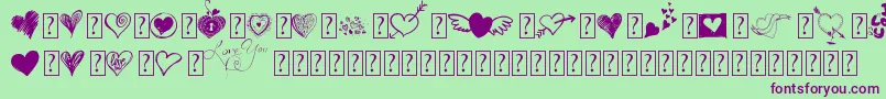 Fonte MyvalentinesloveDemo – fontes roxas em um fundo verde